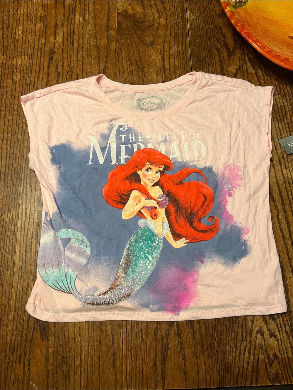 Disney Pink Ariel Graphic Short Sleeve Tee with Teal Tail